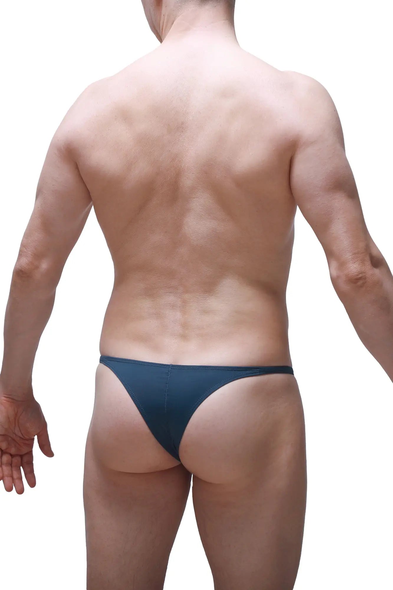 Dark blue thong briefs bikini plellis prussian blue showing smooth fabric and minimal back coverage
