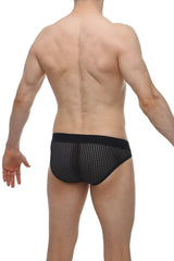 Black mesh briefs with solid black waistband from petitq bikini protruder durtol black collection