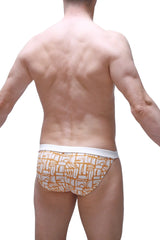 PetitQ bikini sillas carlot alloy briefs in orange and white geometric pattern for stylish everyday wear