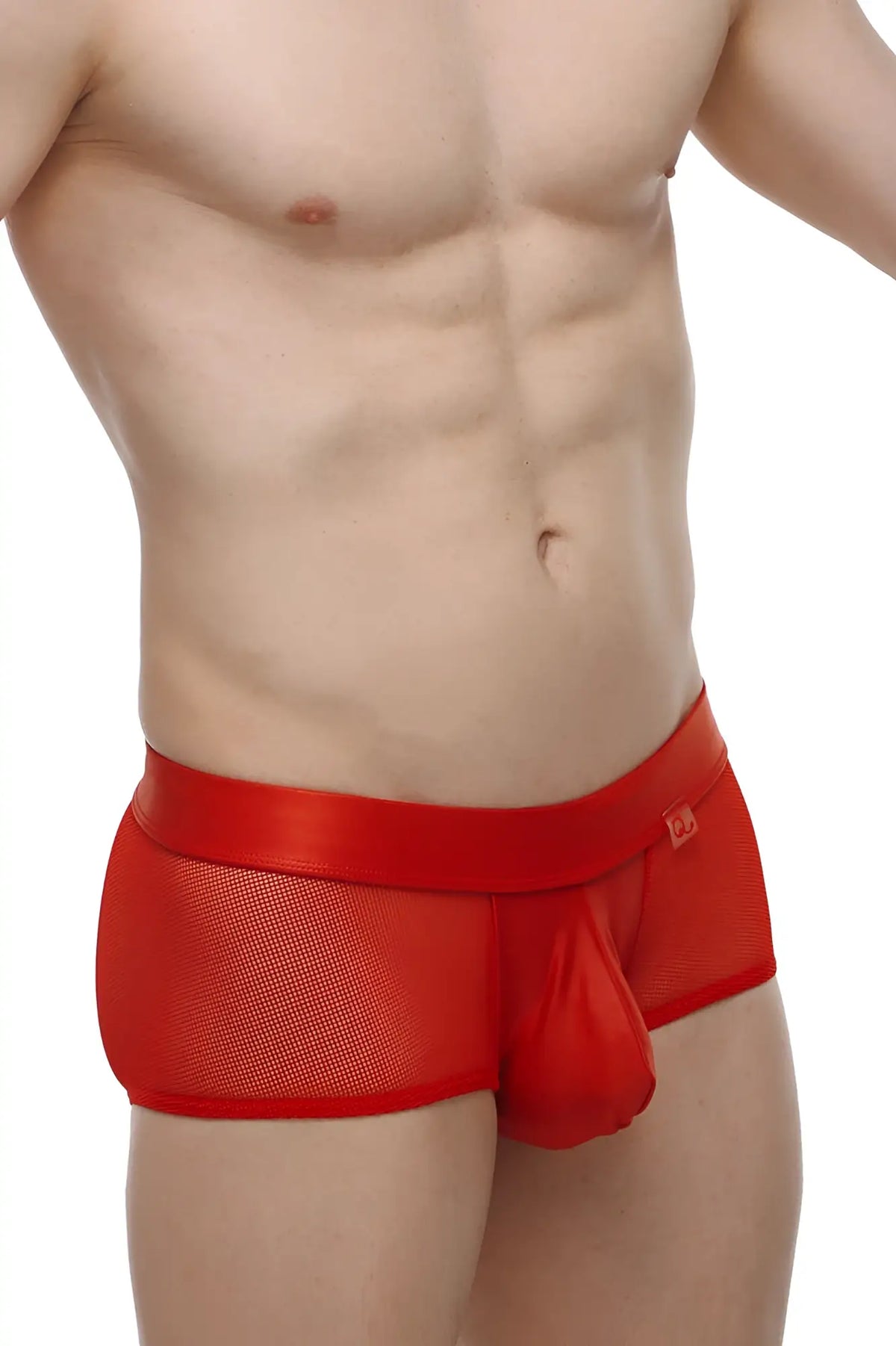 Red mesh briefs with a satin waistband from petitq boxer ablon red showcasing breathable fabric and stylish design