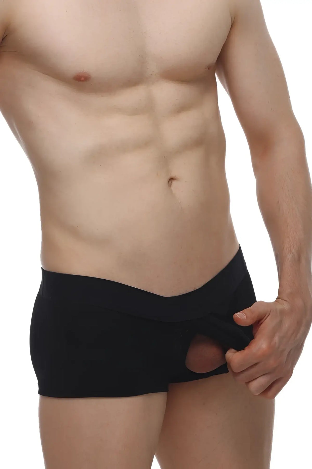 Black petitq boxer algun modal briefs with cutout design made from soft modal fabric for comfortable wear