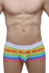 Petitq boxer brief rainbow men’s boxer briefs with rainbow stripes white waistband and yellow drawstrings