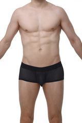 Black mesh briefs with solid black waistband from PetitQ boxer chillax macra black featuring breathable fabric