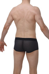 Petitq boxer chillax macra black mesh briefs with subtle geometric pattern and elastic waistband