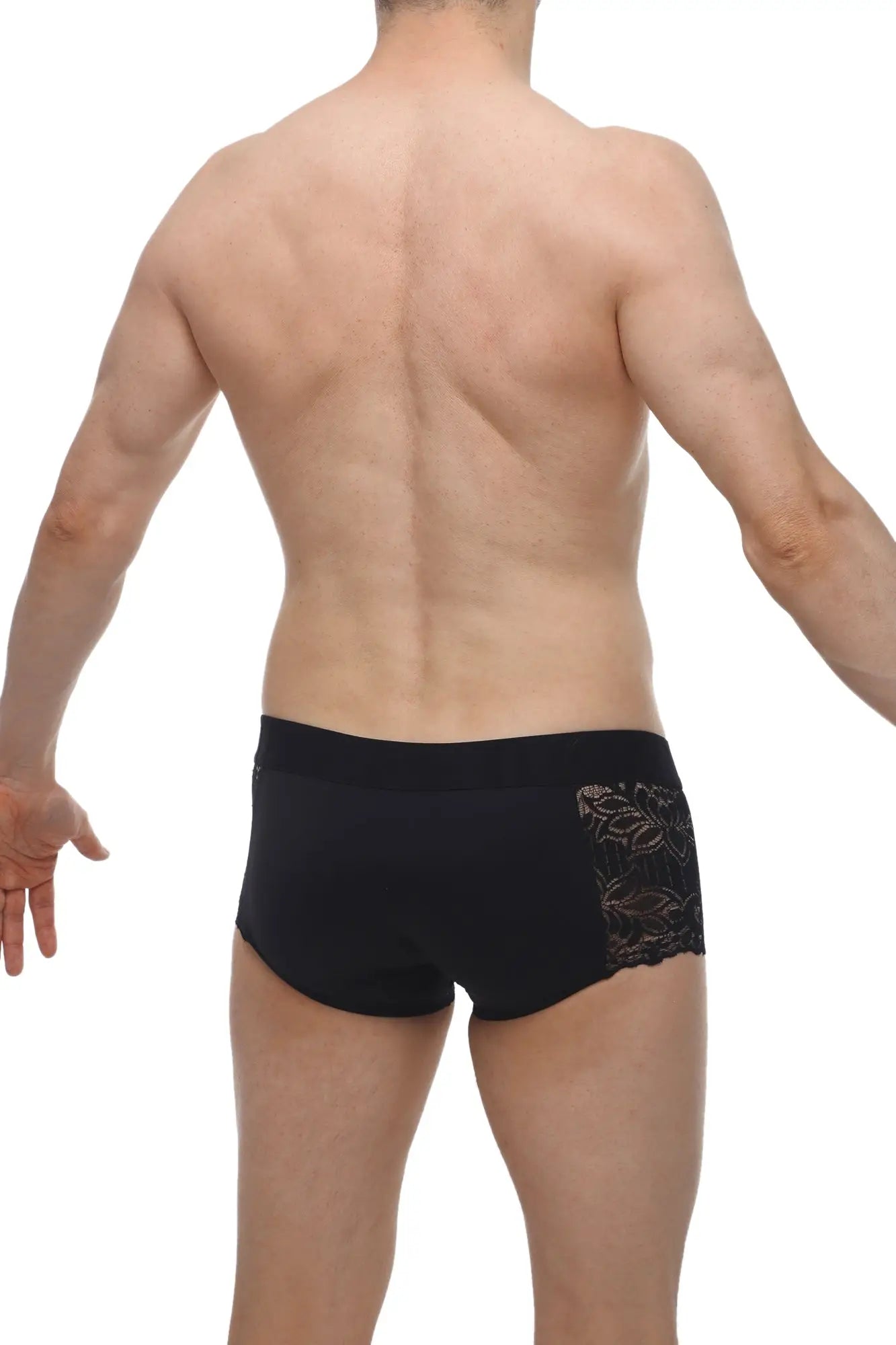 Black briefs with delicate lace detailing on the side from petitq boxer lace giers black collection