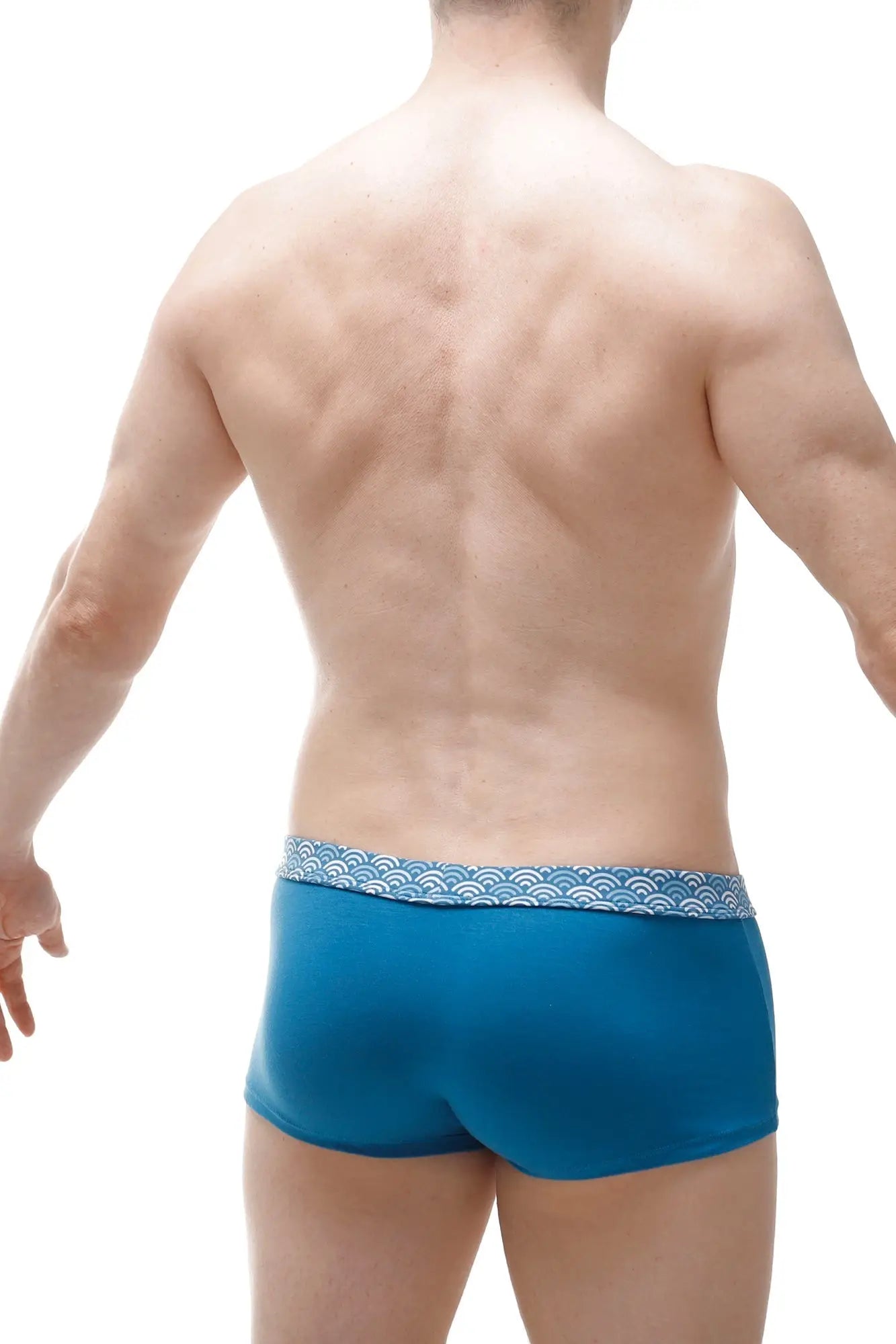 Blue petitq boxer meljac wave men’s briefs with decorative wave-patterned waistband comfortable and stylish