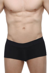Black briefs boxer mouffy modal with smooth form-fitting fabric in solid black color front view