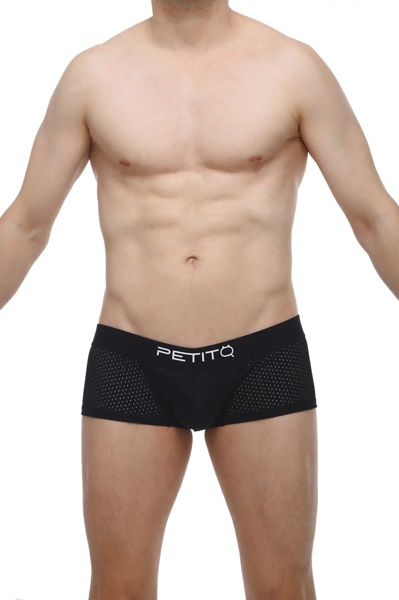 Black petitq boxer oncieux bee black boxer briefs with perforated mesh sides for breathability and comfort