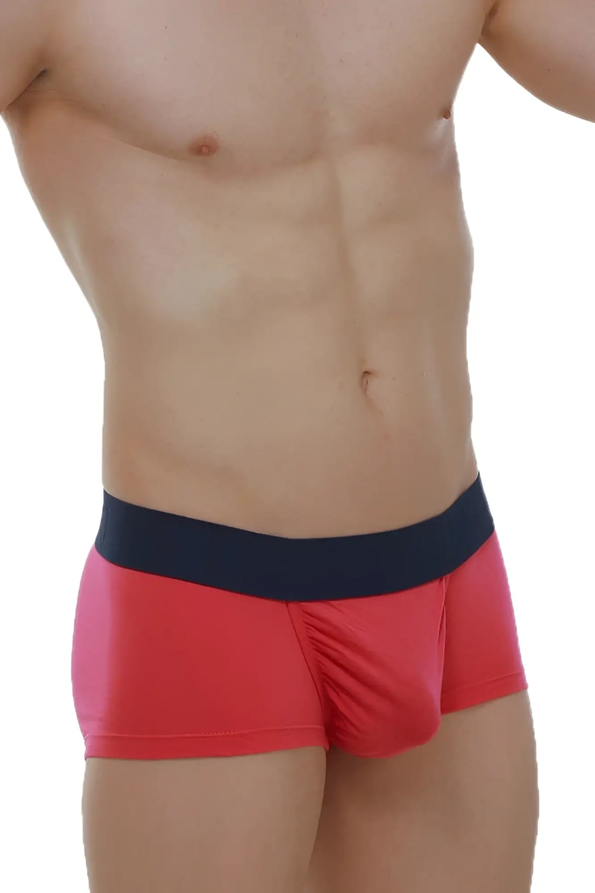 PetitQ boxer Taik modal fuchsia red men’s briefs with contrasting navy blue waistband for comfortable everyday wear