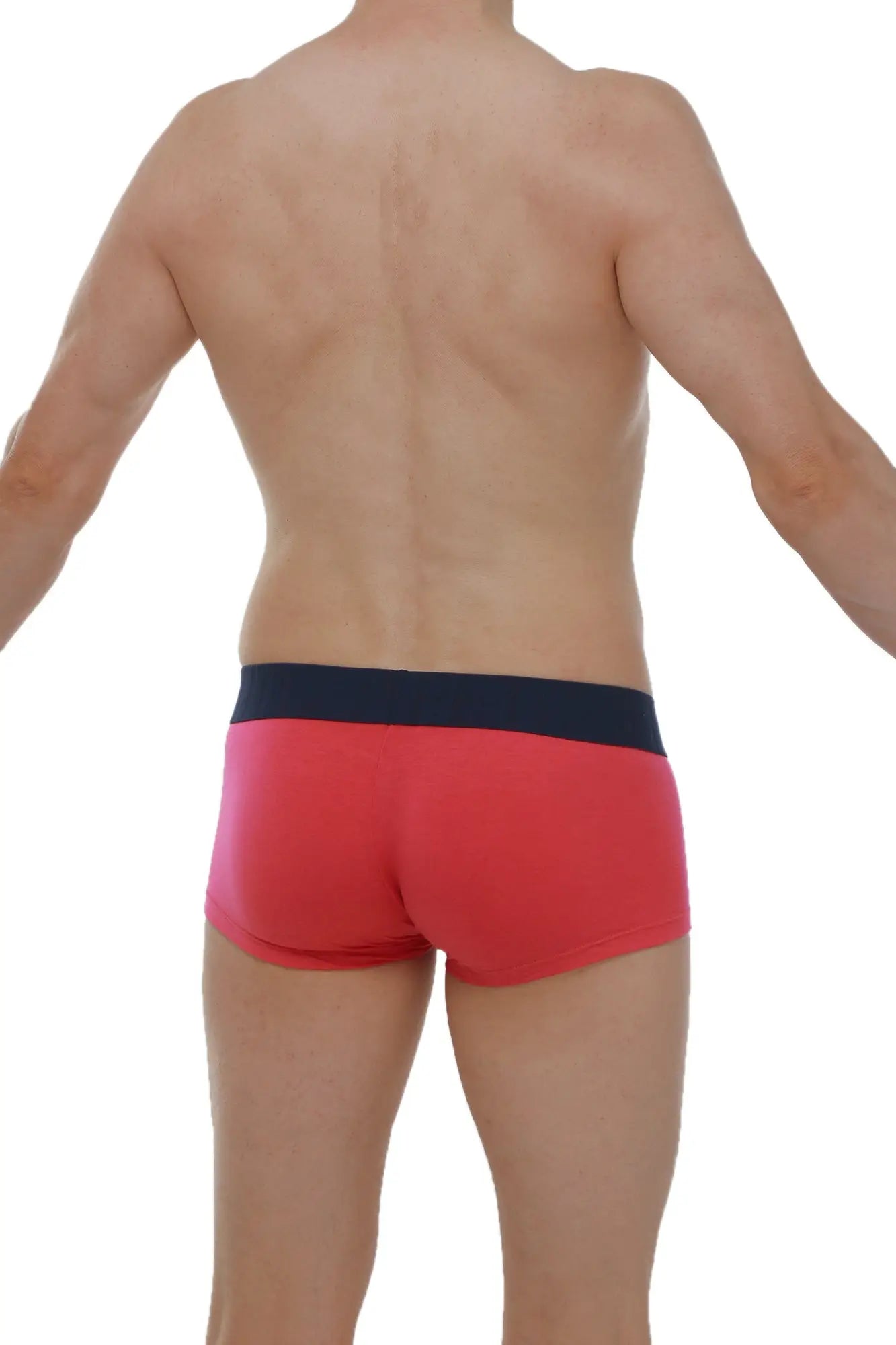 Red briefs with navy blue waistband made of modal fabric from petitq boxer taik fuchsia collection