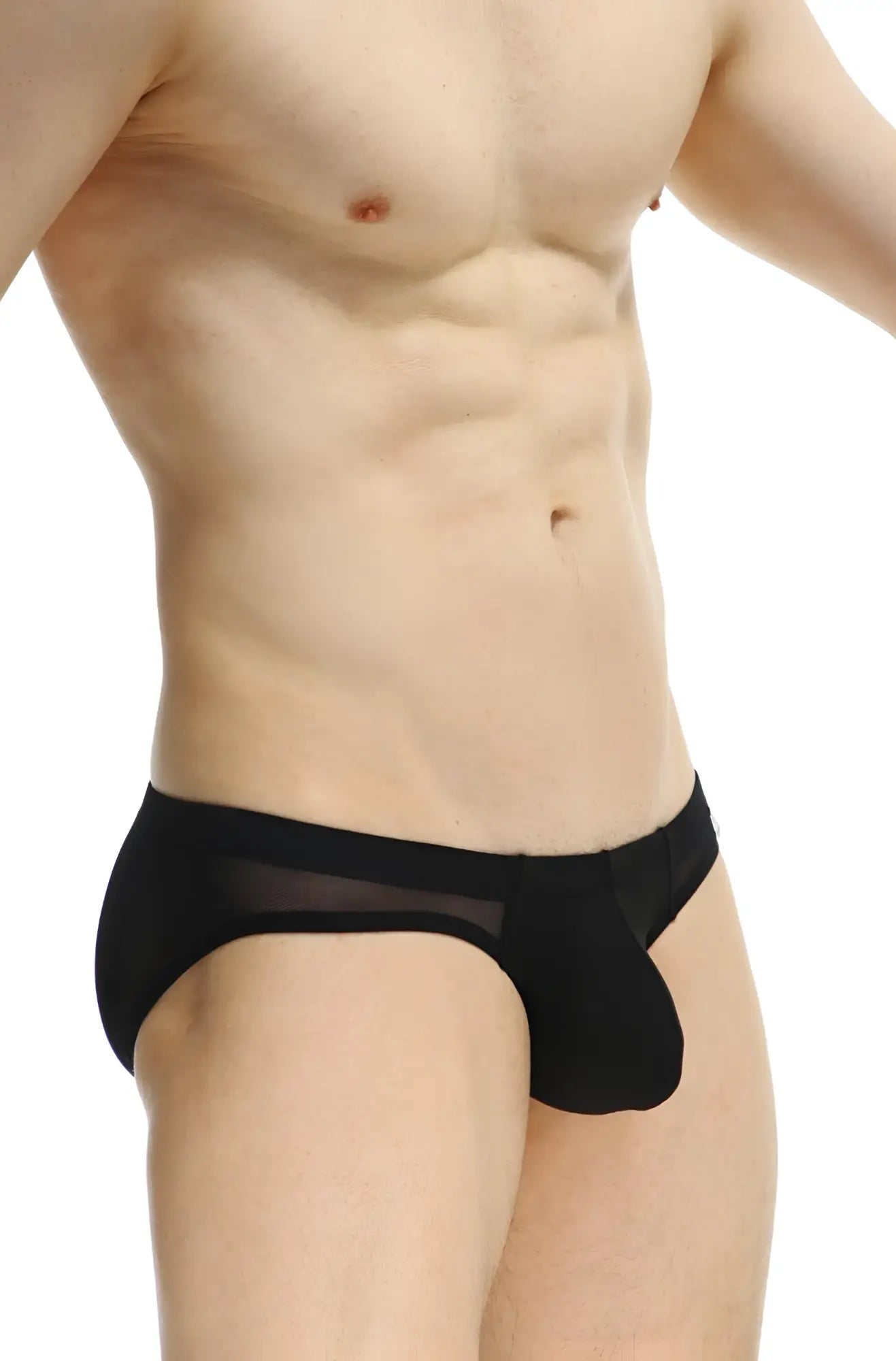 Petitq brief aubiac black black mesh briefs with solid black front panel for comfortable everyday wear