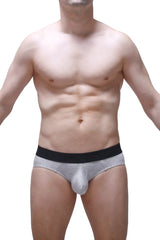 Gray men’s briefs with black waistband made of modal fabric from petitq brief dome modal gray collection