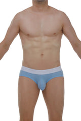 Light blue men’s briefs with white waistband PetitQ brief dome skine blue featuring soft breathable fabric