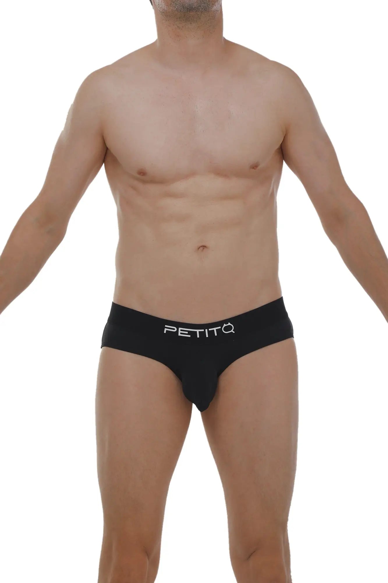 PetitQ Brief Orlic Black black petitq briefs with sleek form-fitting design and white logo on waistband