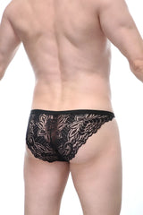 PetitQ brief plaintiffs black lace briefs with intricate floral patterns and scalloped edges for elegant wear