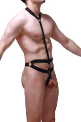 Black leather PetitQ harness Augnax with metal rings and adjustable straps for secure fit and style
