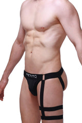 Black petitq jockstrap calenge men’s briefs with supportive strappy design for comfortable wear
