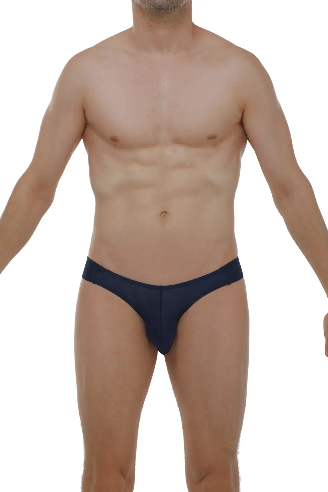 Navy blue petitq jockstrap muy plum navy men’s briefs with smooth, form-fitting fabric and central seam detail