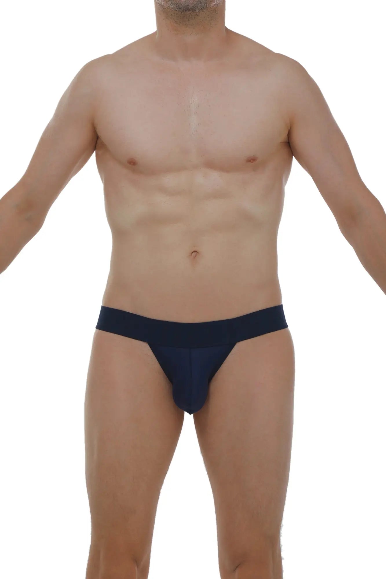 Petitq jockstring plum navy navy blue athletic briefs with snug form-fitting design and smooth fabric front view