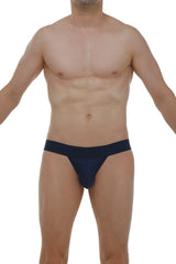 Petitq jockstring plum navy navy blue athletic briefs with snug form-fitting design and smooth fabric front view