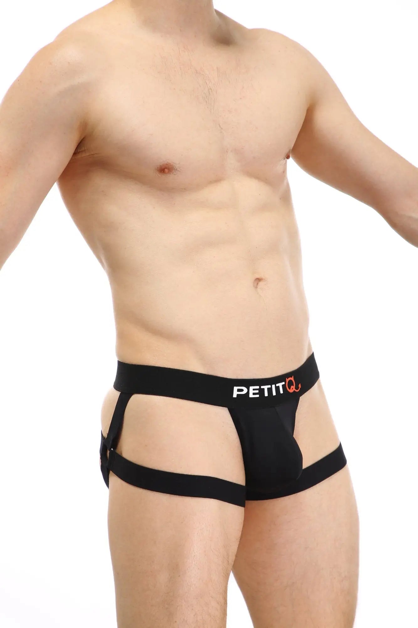 Black petitq jockstring seyre men’s briefs with supportive contoured design and side straps for comfort and style