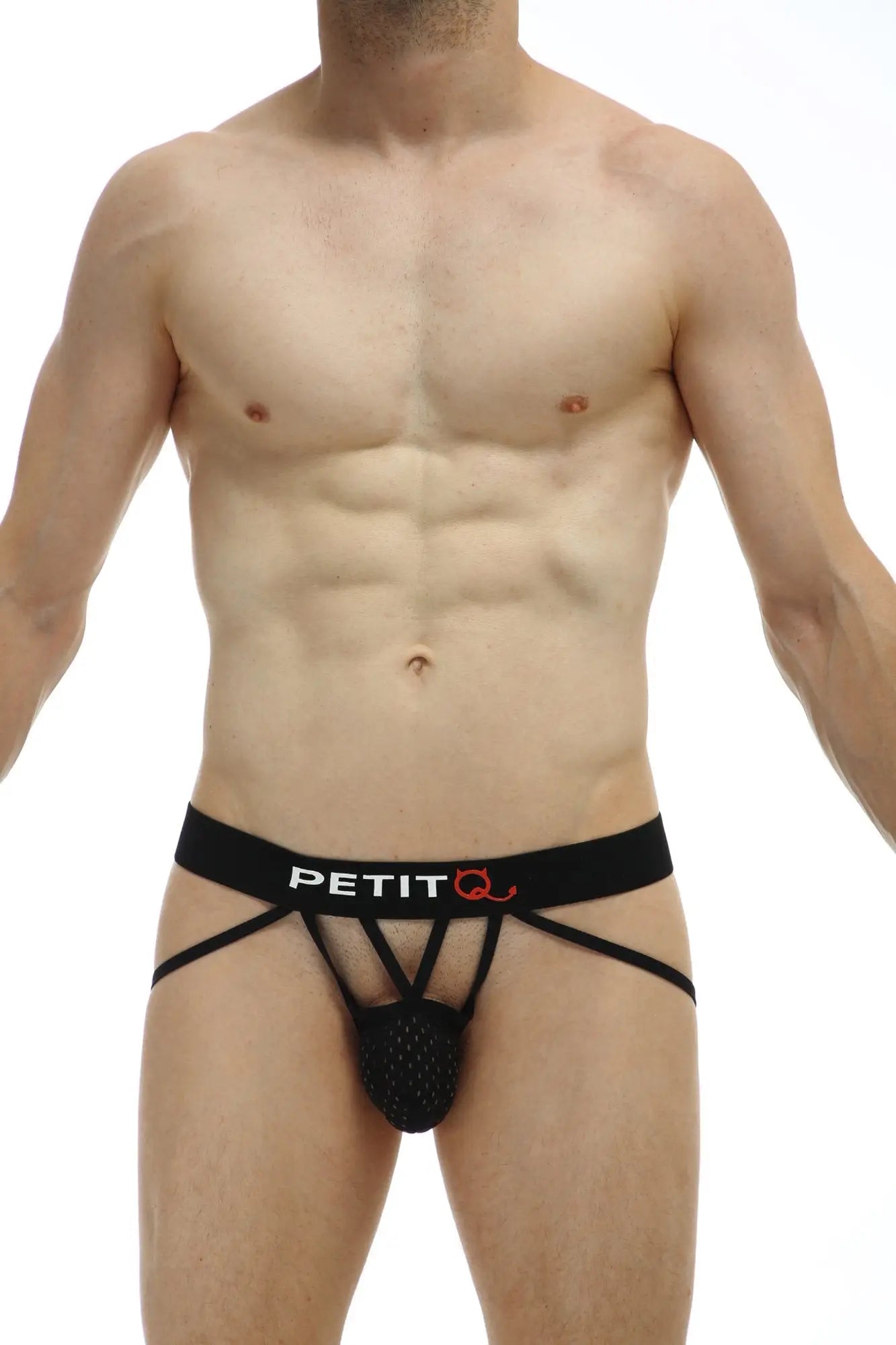 Black petitq jockthong aissey bee men’s briefs with mesh front panel and supportive straps for comfort and style