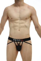 Black petitq jockthong aissey bee men’s briefs with mesh front panel and supportive straps for comfort and style