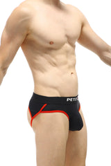 Petitq jockthong elne black athletic briefs in black and red with sleek form-fitting design for active wear