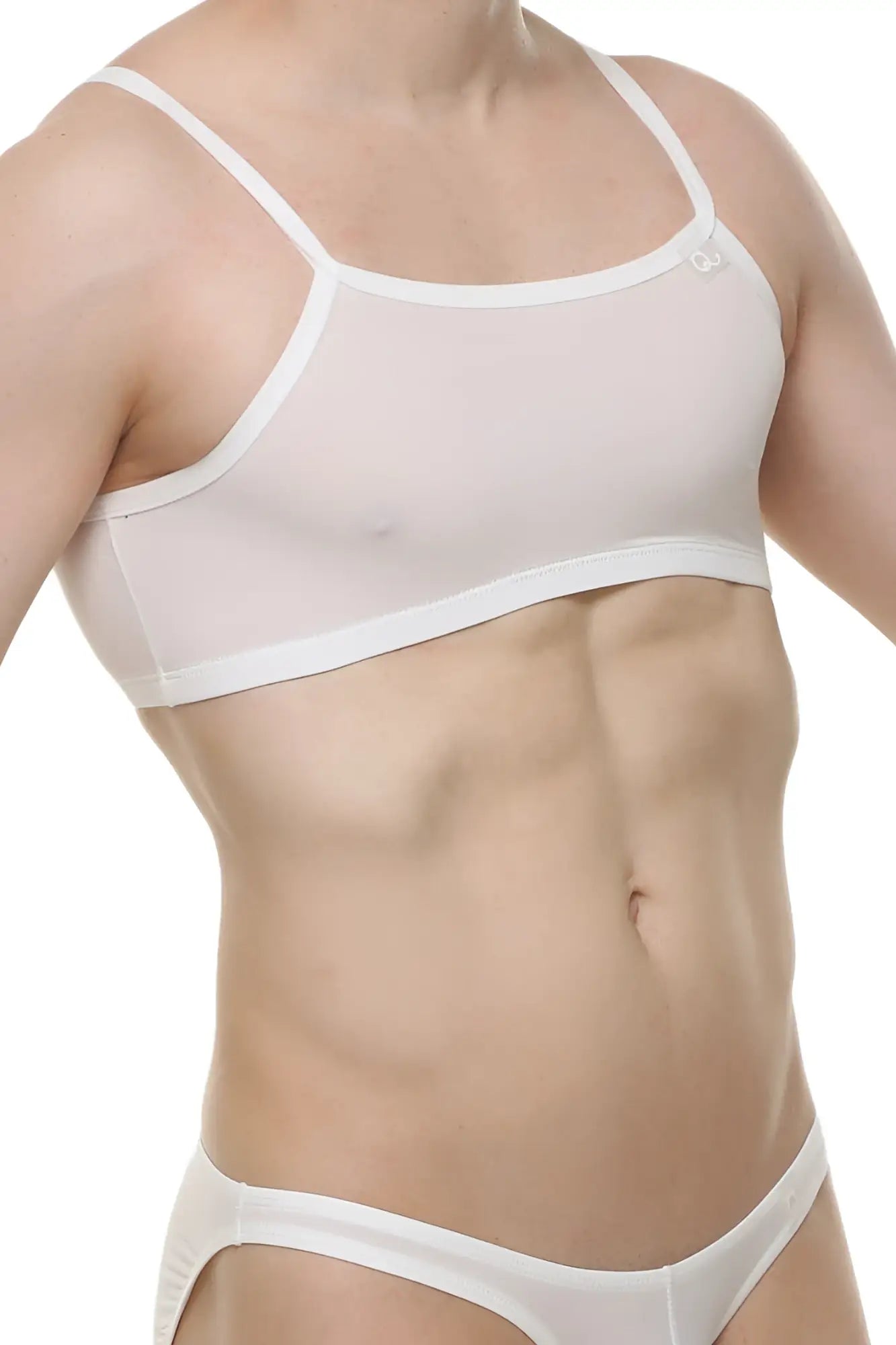 White sheer bra with thin straps and smooth form-fitting design from micro tank top skine white collection