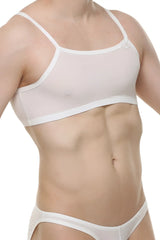 White sheer bra with thin straps and smooth form-fitting design from micro tank top skine white collection