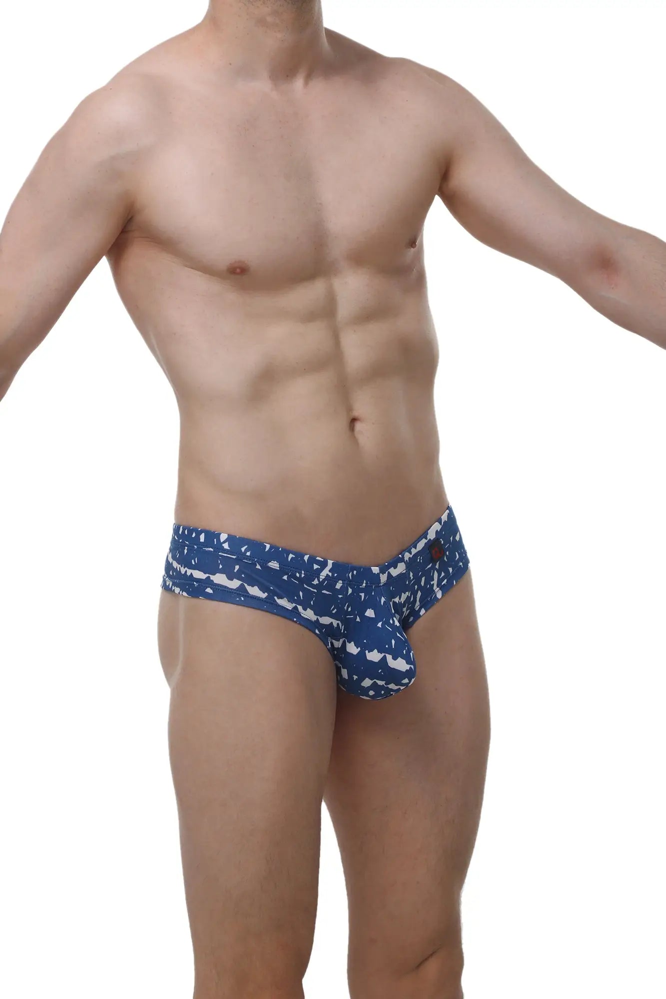 Blue swim trunks petitq mini boxer new denim with white whale pattern made from lightweight fabric for beachwear