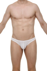 Thong Bulan Skine white form-fitting briefs with smooth stretchy fabric and subtle logo on the waistband
