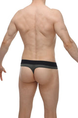 Black and gray mesh briefs with solid black waistband from petitq thong hole cockring bee green product line