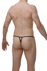 Black thong petitq thong migny macra black with thin sleek design and minimalistic cut showing front side