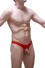 Petitq thong open cuens plum red athletic briefs with a snug fit and elastic waistband in vibrant red