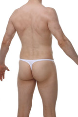 White thong underwear with a thin seamless design by arthus nico designed for men in the petitq underwear collection