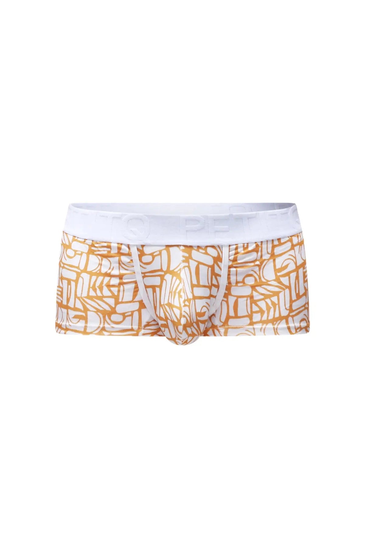White and gold patterned petitq trunk carlot alloy boxer briefs with a white elastic waistband for comfortable wear