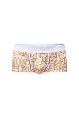 White and gold patterned petitq trunk carlot alloy boxer briefs with a white elastic waistband for comfortable wear