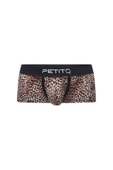 PetitQ Trunk Panthere leopard-print men’s briefs with black waistband featuring the petitq logo