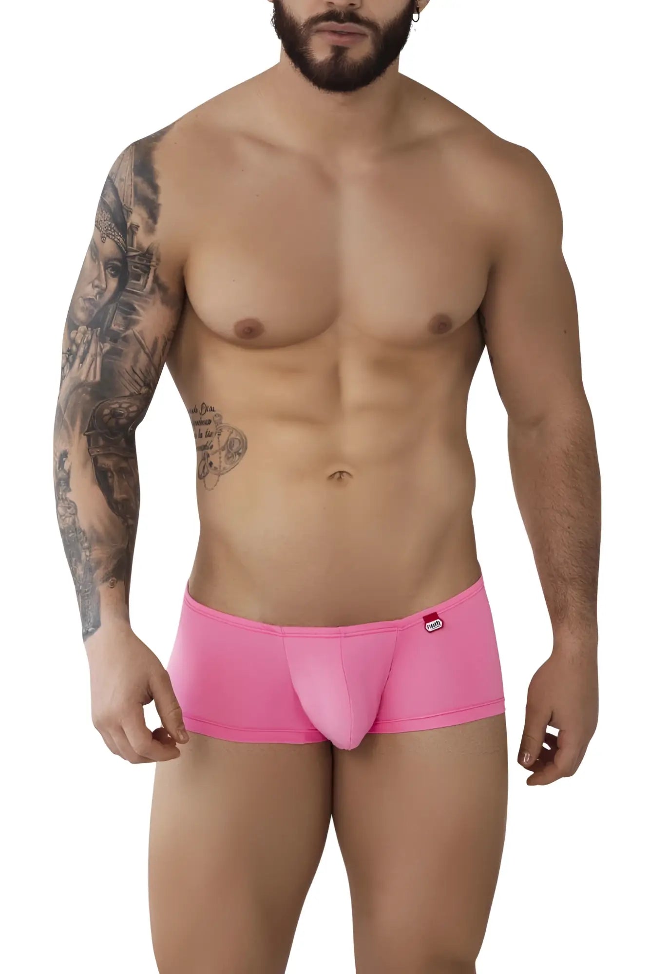 Bright pink pikante PIK 0976 Angola men’s briefs with smooth elastic waistband and small red logo on front