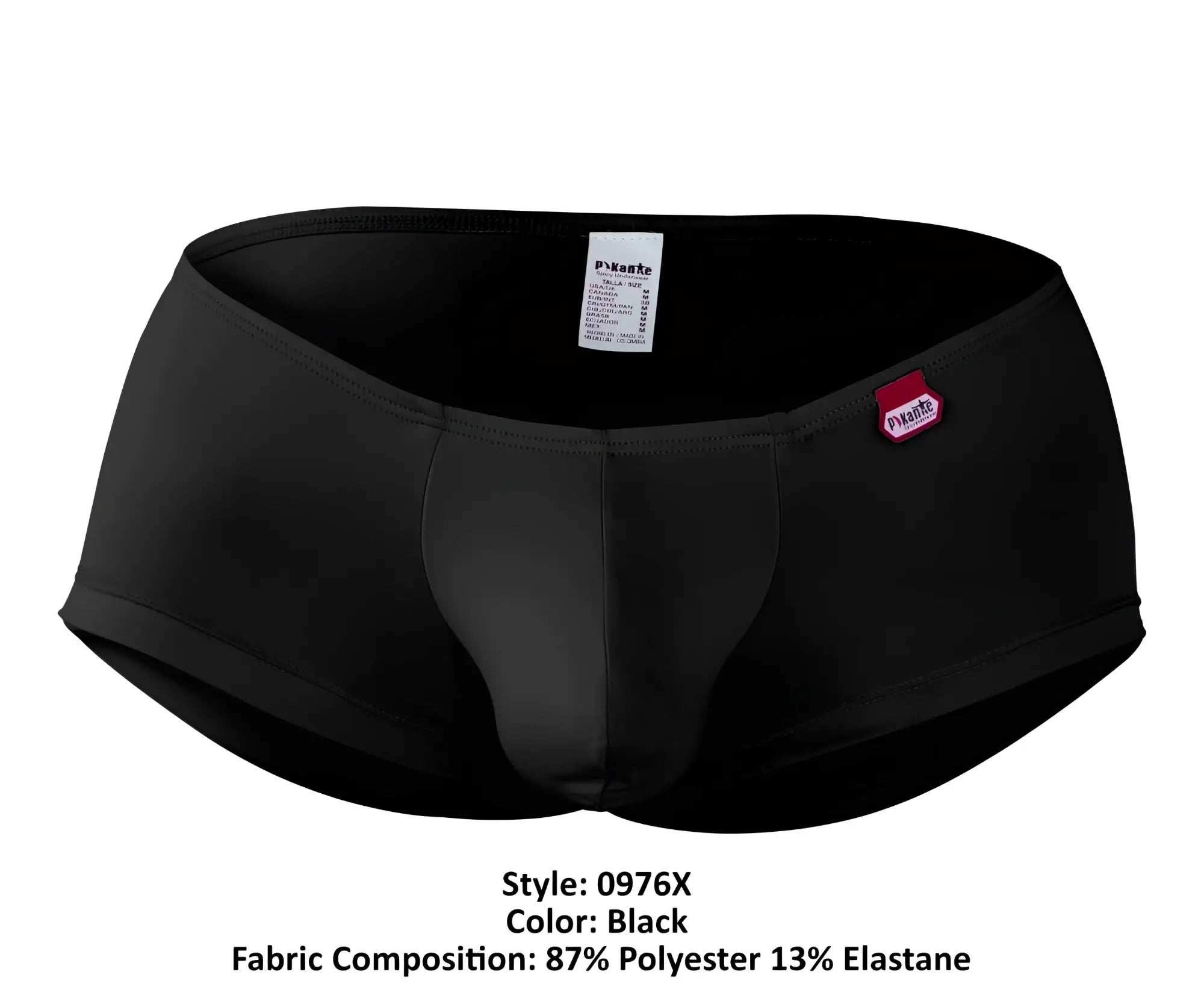 Black Pikante PIK 0976X Angola trunks in sleek form-fitting design with subtle seam detail and branded tags