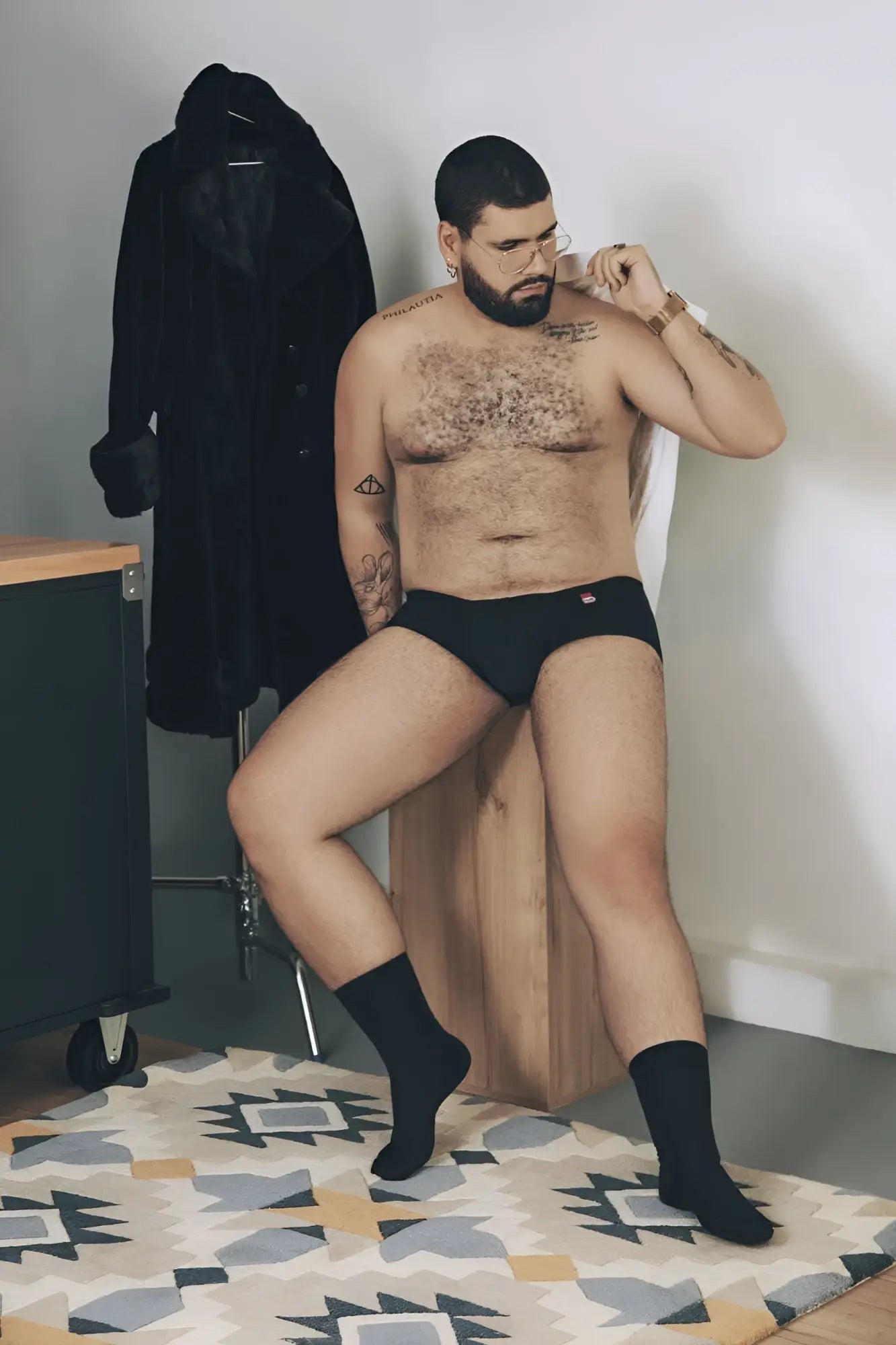 Black pikante pik 0976x angola trunks briefs with a small red logo on the waistband
