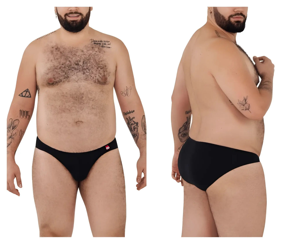 Black briefs with a small red pikante logo on the waistband from pikante pik 0977x angola bikini color black