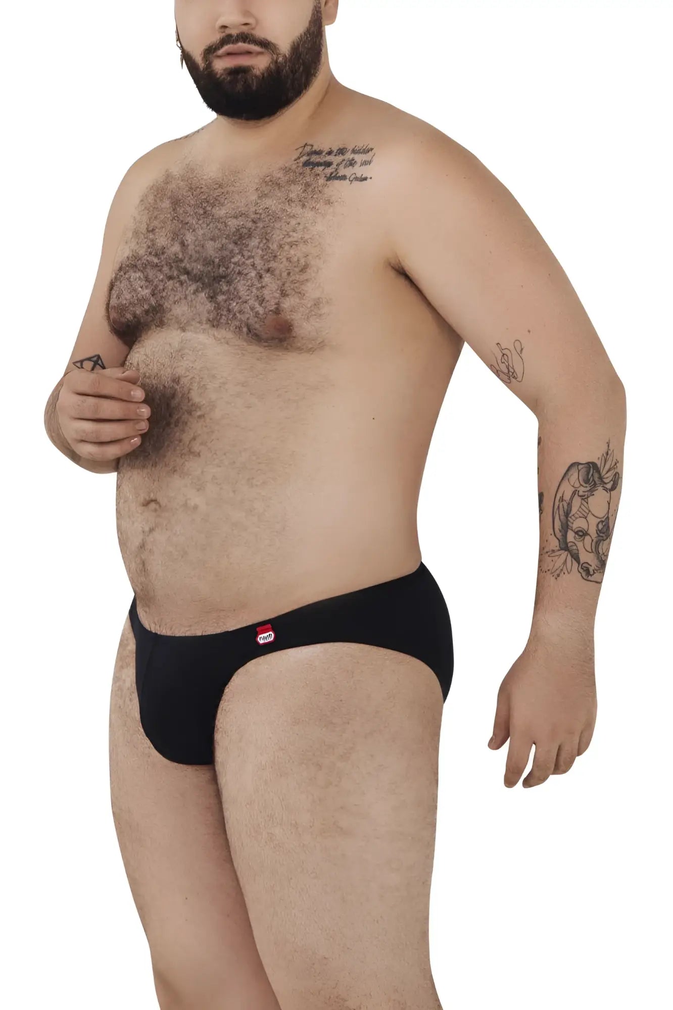 Black pikante pik 0977x angola bikini briefs with small red and white logo on left hip