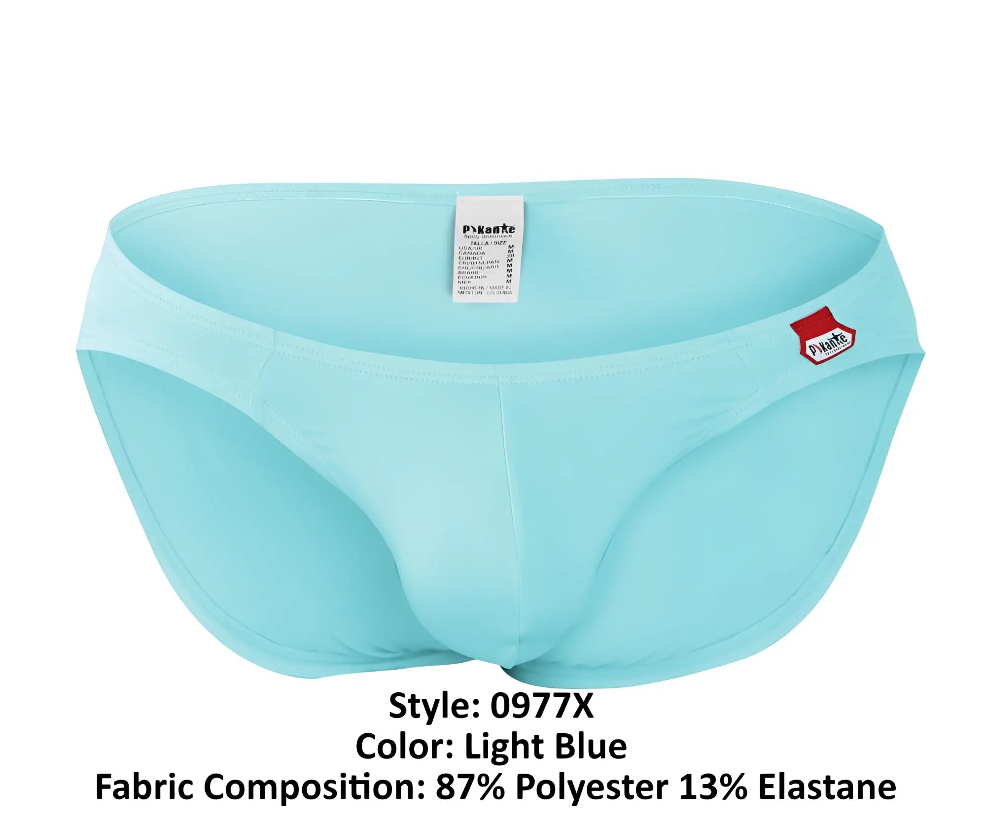Light blue pikante PIK 0977X Angola bikini swim trunks with sleek form-fitting design and subtle side logo