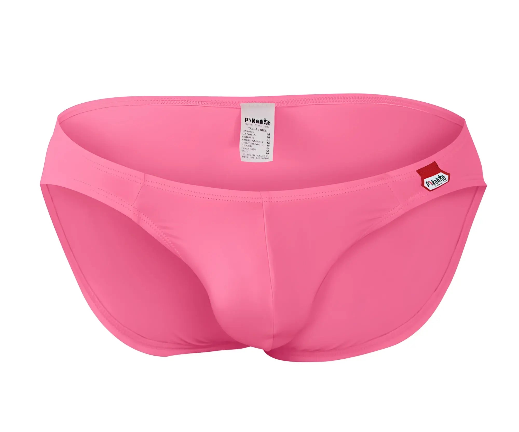 Bright pink pikante PIK 0977X Angola bikini men’s swim trunks with elastic waistband and Puma logo on the side