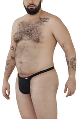 Black pikante pik 0978x angola men’s thong with small red logo on the side showing front view
