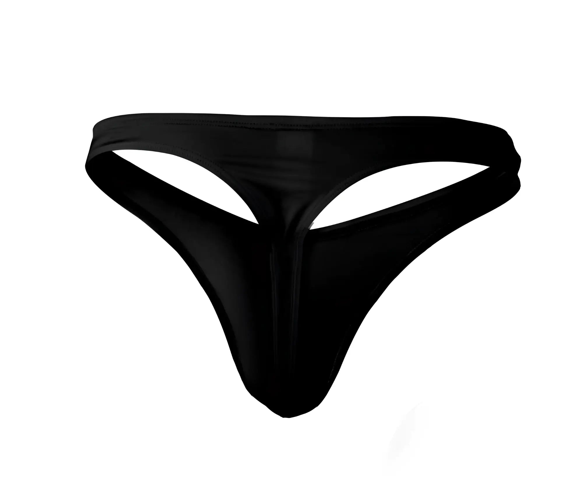 Black sleek form-fitting Pikante PIK 0978X Angola thong made of smooth shiny material showing back side