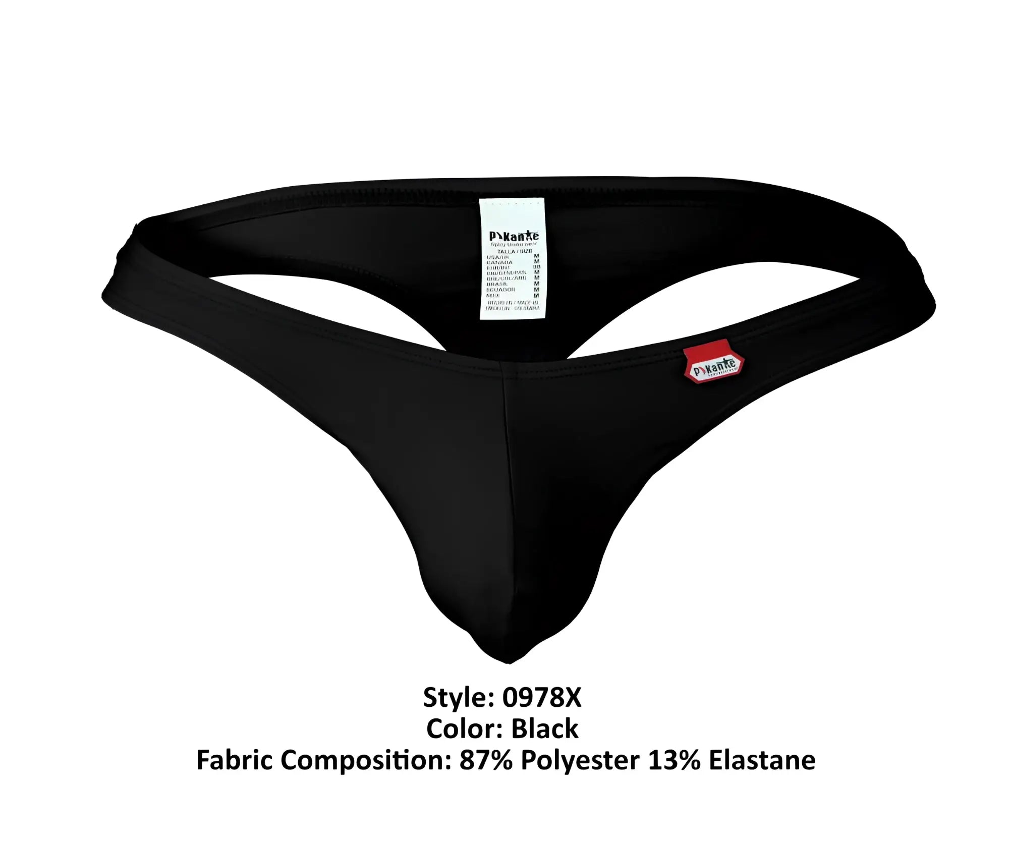 Black pikante PIK 0978X angola thong with sleek form-fitting design made of 87% polyester 13% elastane