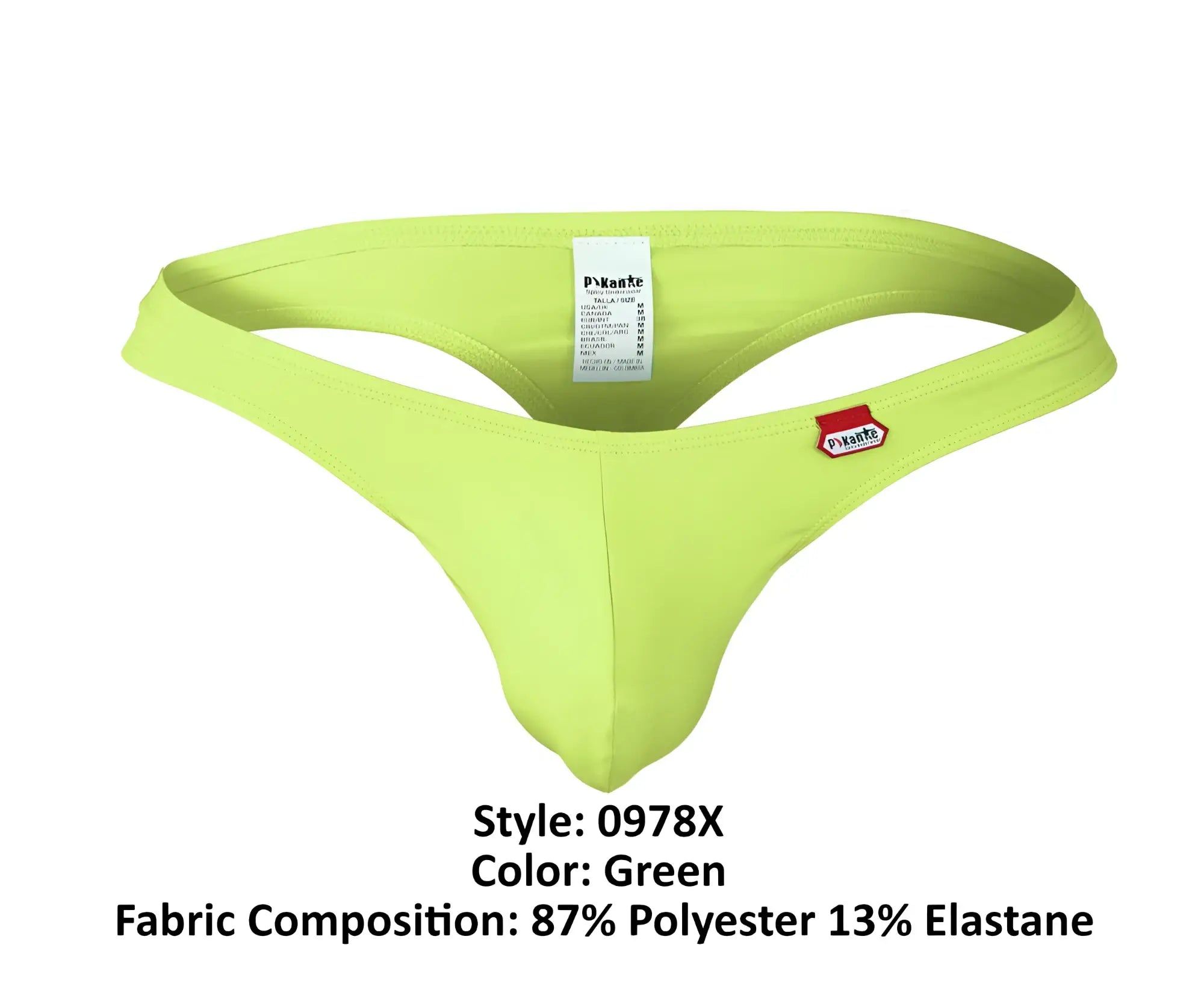Bright green Pikante PIK 0978X Angola thong made of 87% polyester 13% elastane with small red logo on the side